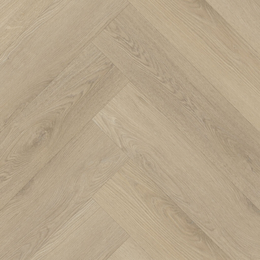 Topview van Belakos Palazzo PVC Visgraat XL 73 met een natuurlijke eiken uitstraling en subtiele houtnerf – stijlvolle visgraatvloer te koop bij de vloerenspecialist in Zoetermeer.
